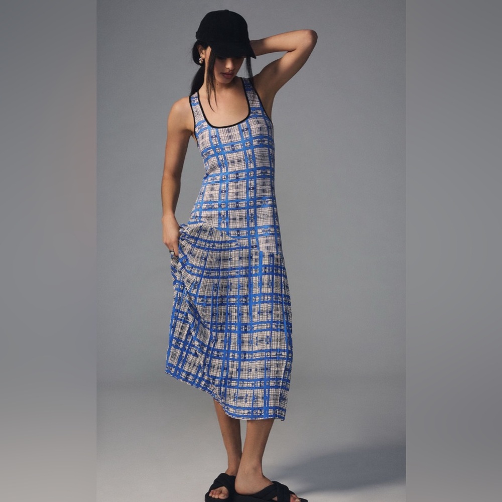 *Anthropologie* Dhruv Kapoor Plaid Mesh Midi Dress